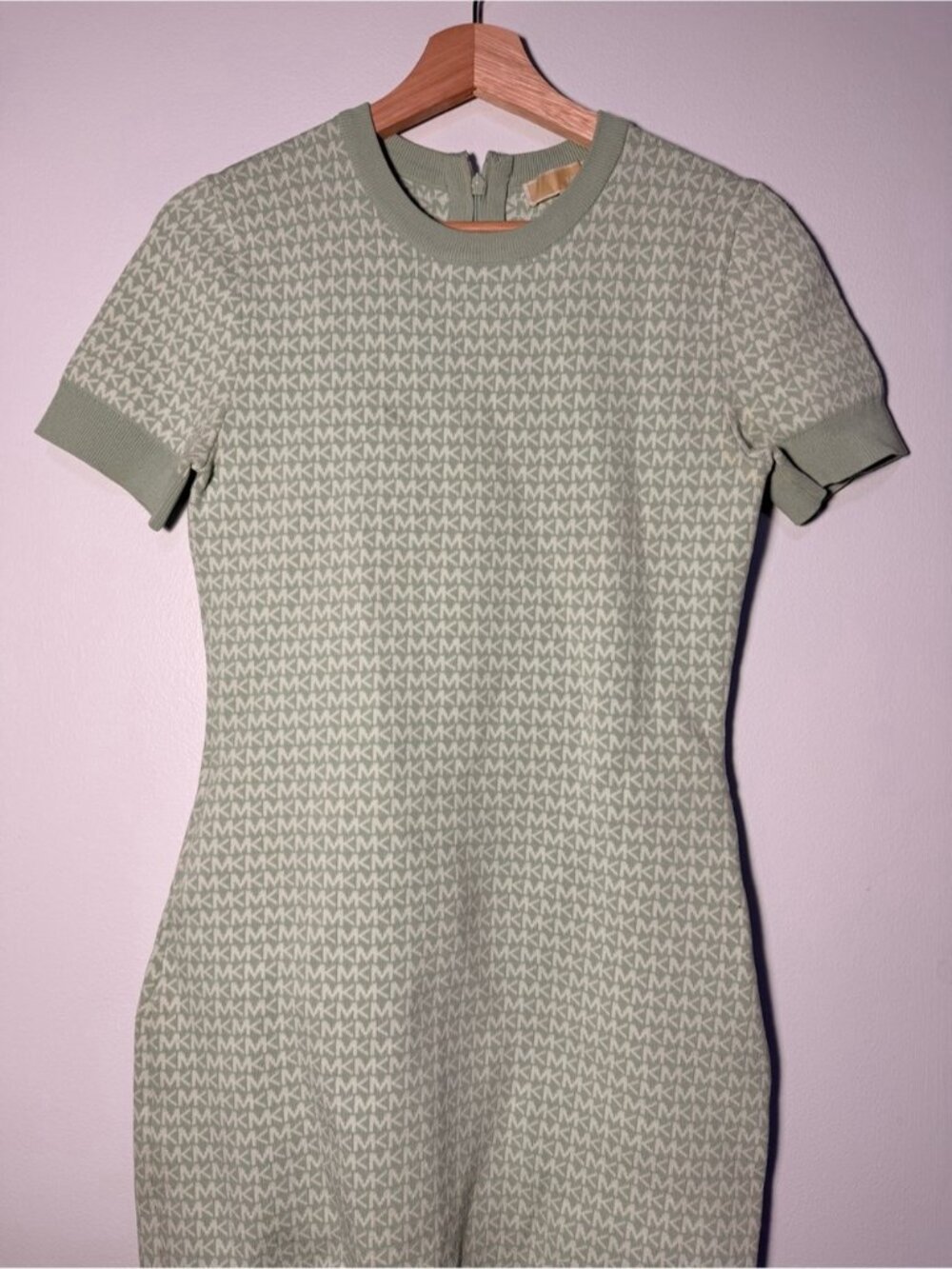Michael Kors Mint Sage Logo Knit Short-Sleeve Mini Dress size S - Picture 6 of 9
